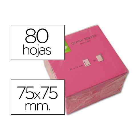 Q-CONNECT BLOC 80 NOTAS REPOSICIONÁVEIS 76 X 76 MM NEON ROSA