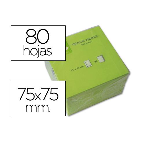 Q-CONNECT BLOC 80 NOTAS REPOSICIONÁVEIS 76 X 76 MM NEON GREEN