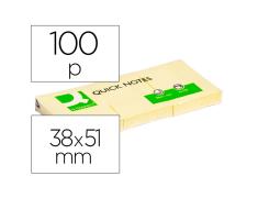 Q-CONNECT ADESIVO REPOSICIONÁVEL BLOCO DE NOTA 38x51 MM AMARELO (3X100 FOLHAS)