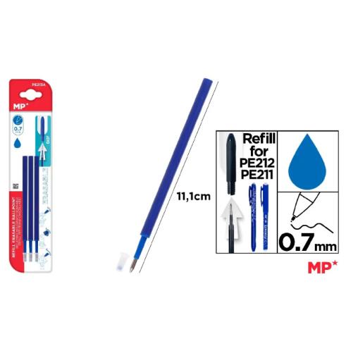 Recarga para Caneta Apagável Azul MP ​​​​PE211/PE212 (3 Uds)