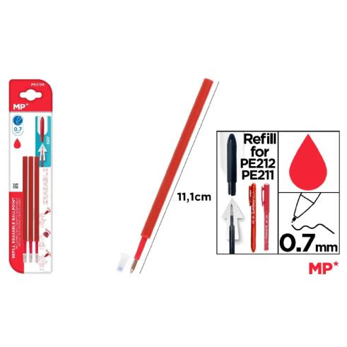 Recarga para Caneta Apagável Vermelho MP ​​​​PE211/PE212 (3 Uds)