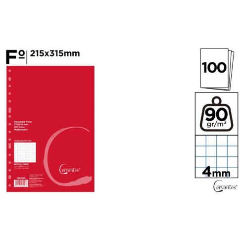 Recarga Fólios A4 100 Folhas 16 Broca 90g