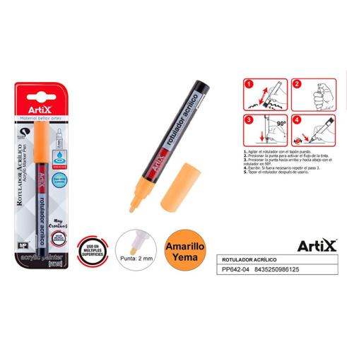 MARCADOR DE TINTA YEMA AMARELO ACRÍLICO ARTIX