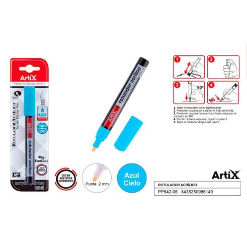 MARCADOR DE TINTA ARTIX AZUL CLARO ACRÍLICO