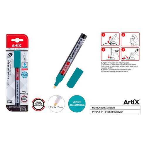 MARCADOR DE TINTA ARTIX VERDE AQUAMARINE ACRÍLICO