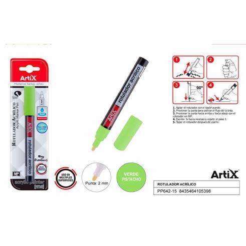 MARCADOR DE TINTA ARTIX VERDE PISTACHE ACRÍLICO
