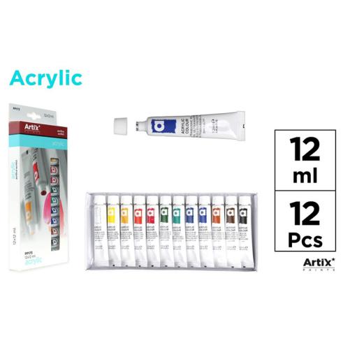 Conjunto de 12 tubos de tinta acrílica Artix