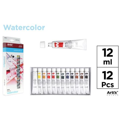 Set de 12 Tubos de Pintura Acuarela Artix