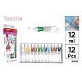 Conjunto de 12 tubos de tinta têxtil Artix