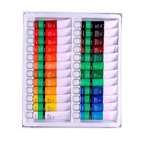 Conjunto Profissional de Tinta Acrílica para Artesanato e Pintura - 24 tubos de 12ml