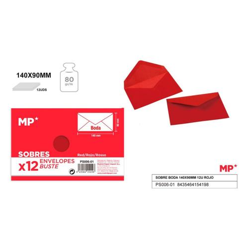 Envelopes de Casamento Vermelho 140x90 mm - 12 unidades