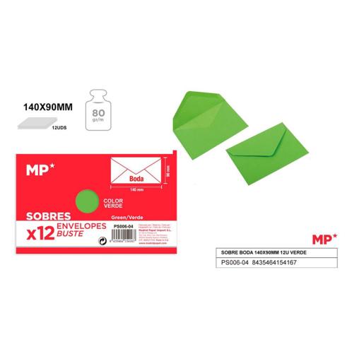 Envelopes de Casamento Verde 140x90 mm - 12 unidades
