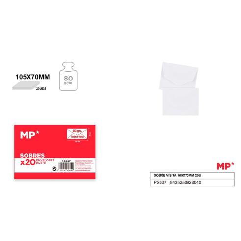 Envelopes de Cartão de Visita Brancos 105x70mm - 20 unidades