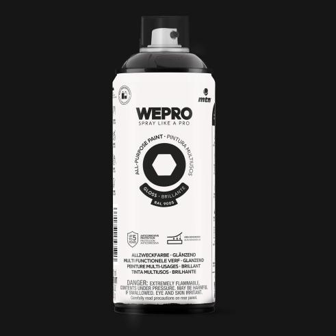 Spray MTN WEPRO Solvent Brillante NEGRO COSMOS - RAL 9005