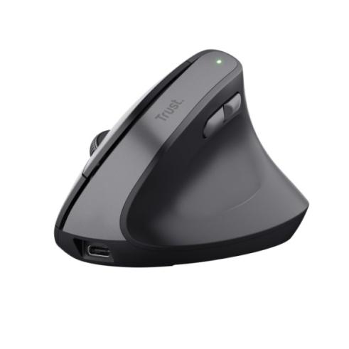 Rato sem fios USB ergonómico Trust com indicadores LED - 6 botões - Preto
