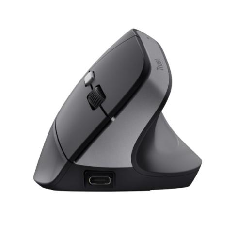 Rato sem fios USB ergonómico Trust com indicadores LED - 6 botões - Preto